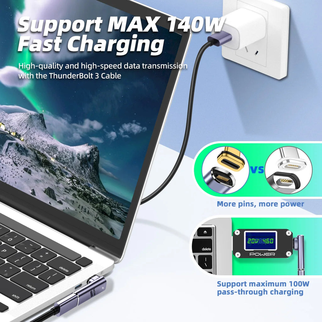 USB4.0 Thunderbolt3 Magnetic USB C To Type C Adapter 140W 40Gbps Fast Charging Magnet Charge Converter Cable 8K@60Hz USB-C Adapt