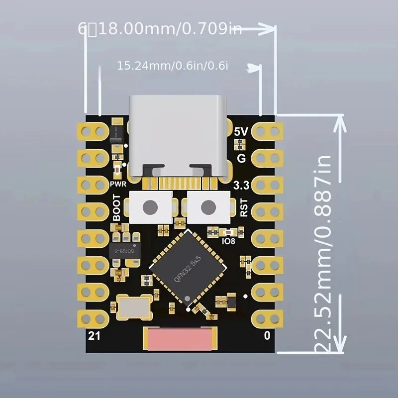 ESP32 C3 Development Board Modules Mini Wifi BT Bluetooth Module 32-Bit Single-Core Processor ESP32 C3 16Pin Type-C