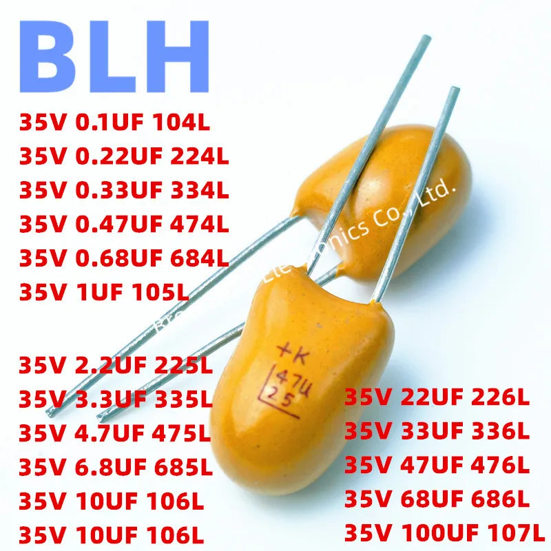 10PCS DIP Tantalum capacitor 35V 15UF 15U 156L 22UF 22U 226L 33UF 33U 336L 47UF 47U 476L 68UF 68U 686L 100UF 100U 107L