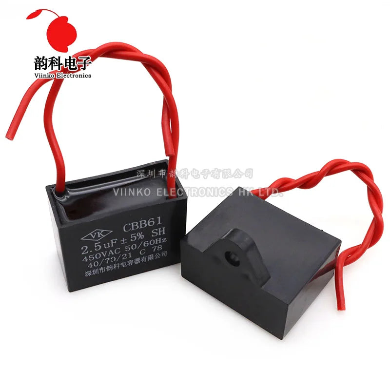 CBB61 450V Fan Start Capacitor 1UF 1.2UF 1.5UF 1.8UF 2UF 2.5UF 3UF 3.5UF 4UF 4.5UF 5UF 6UF 7UF 8UF 10UF 16UF 18UF 20UF 25UF