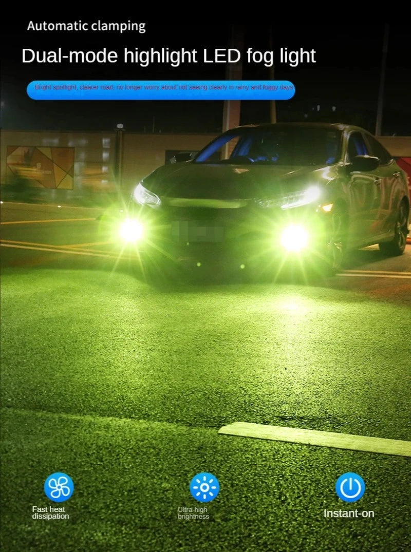 Car Led Fog Lamp with Flashing 3030 Three-Color Fog Lamp Bulb Red Green Pink Blue Super Bright H3 H8 H11 9006 9005 H7 Modified