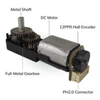 All-Metal TT Encoder Motor, 12PPR Hall Encoder, High Torque 1:90 Gearbox, Metal Shaft DC Geared Motor, DC 3-12V Gearbox Motor