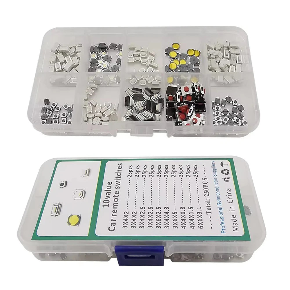 1Box 6x6mm 12x12mm Tactile Tact Push Button Mini Micro Switch Kit PCB Momentary Self-reset Switches DIP 2Pin 4Pin ON/OFF