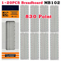 1-20pcs Breadboard 830 Point PCB Board MB-102 MB102 Test Develop Nodemcu Raspberri PI 2 lcd High Frequency 40pin Dupont Line