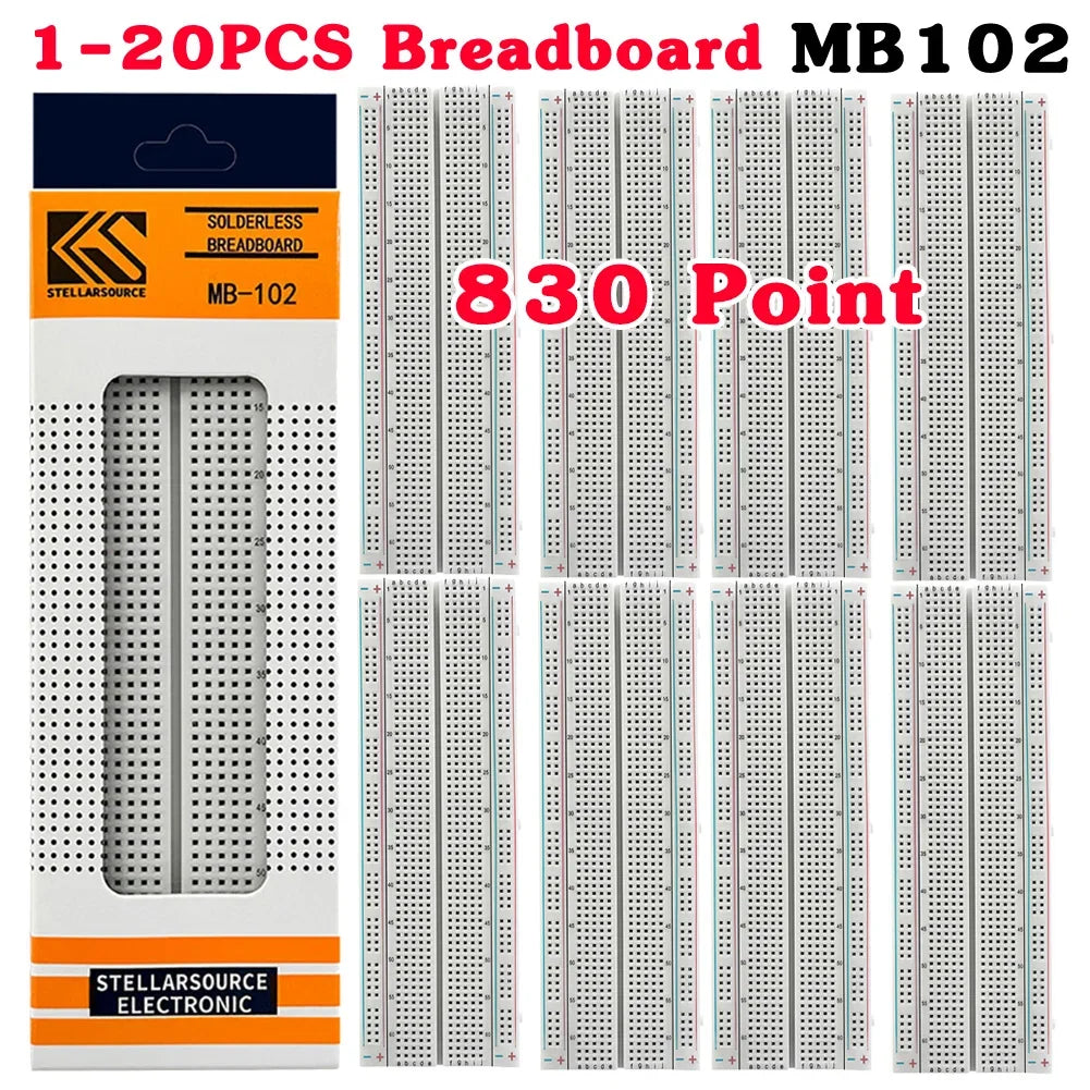 1-20pcs Breadboard 830 Point PCB Board MB-102 MB102 Test Develop Nodemcu Raspberri PI 2 lcd High Frequency 40pin Dupont Line