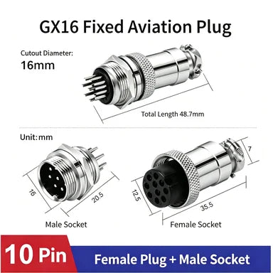 5Set/lot GX16 2/3/4/5/6/7/8/9/10 Pin Male + Female 16mm L88-93 Circular Aviation Socket Plug Wire Panel Connector