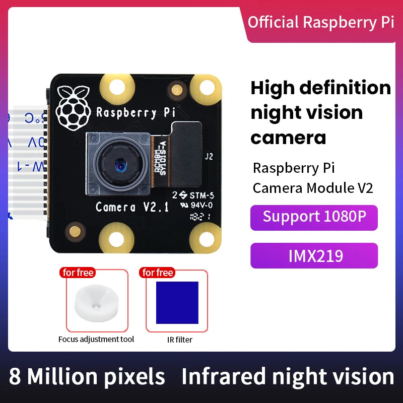 KEYESTUDIO Raspberry Pi Camera Module 5/8 Megapixels 1080p Mini HD PiNoIR Camera Wilde Angle Module For Raspberry Pi 2/3/3B/4/4B