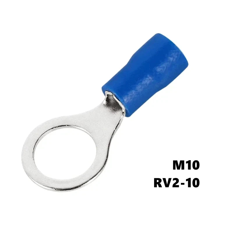 50PCS Ring Crimp Terminals Electrical Wire Connector M3/M4/M5/M6/M8/M10/M12 Insulation Ferrule Lug Quick Splice Connection Screw
