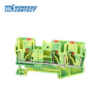 PT6-TW-PE Push-in Ground Terminals 6mm 1-in 2-out Din Rail Terminal Block Earthing Cable Connector Electrical PT 6-TWIN-PE