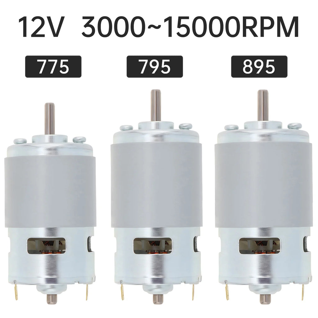775/795/895 DC Motor 12/24V 3000-15000RPM High Speed Large Torque Motor Tools for Small Drill / Micro Machine with Ball Bearing