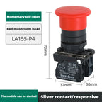 XB4 22mm Emergency Stop Button Switch Double Button Switch with Light Momentary Self Reset Mushroom Power Push Button Switch 10A
