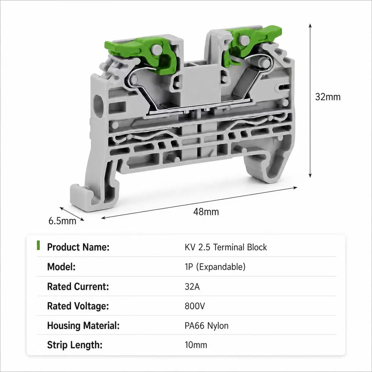 DIN Rail Terminal Block 2.5mm2 Lever Quick Connect Push In Electrical Wire Connector Feed Through Distribution Terminal Strip