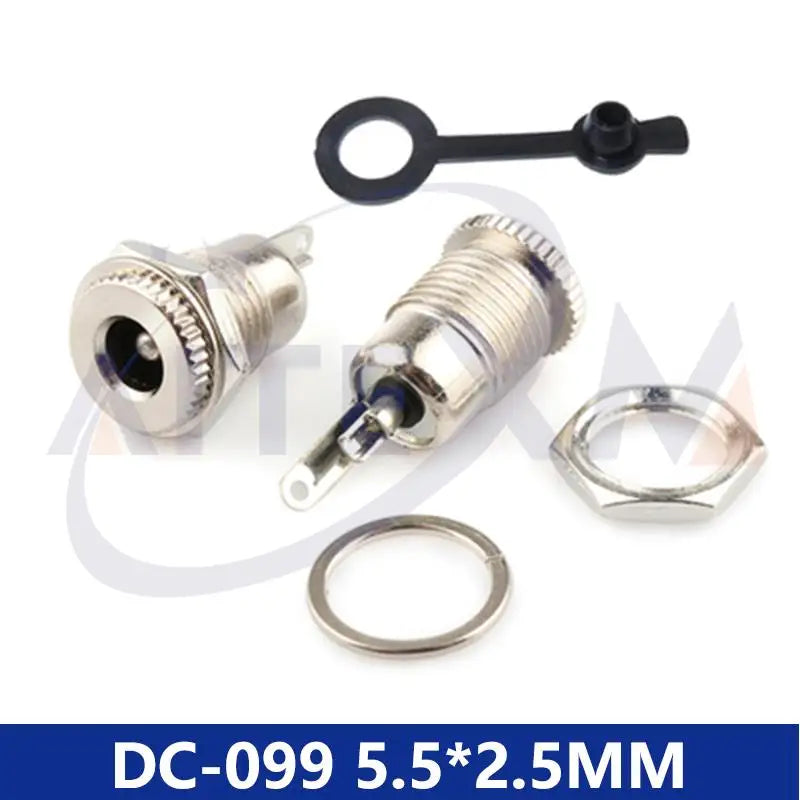 DC099 5.5 mm x 2.1mm DC Power Jack Socket Female Panel Mount Connector Metal DC-099 Open Hole 11MM 5.5*2.1 5.5*2.5