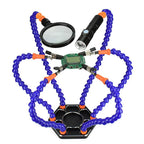 Flexible Holder Alligator Arms Soldering Helping Hands Table Clamp Pcb Board Adjustable Welding Repair Third Hand Tool Magnifier
