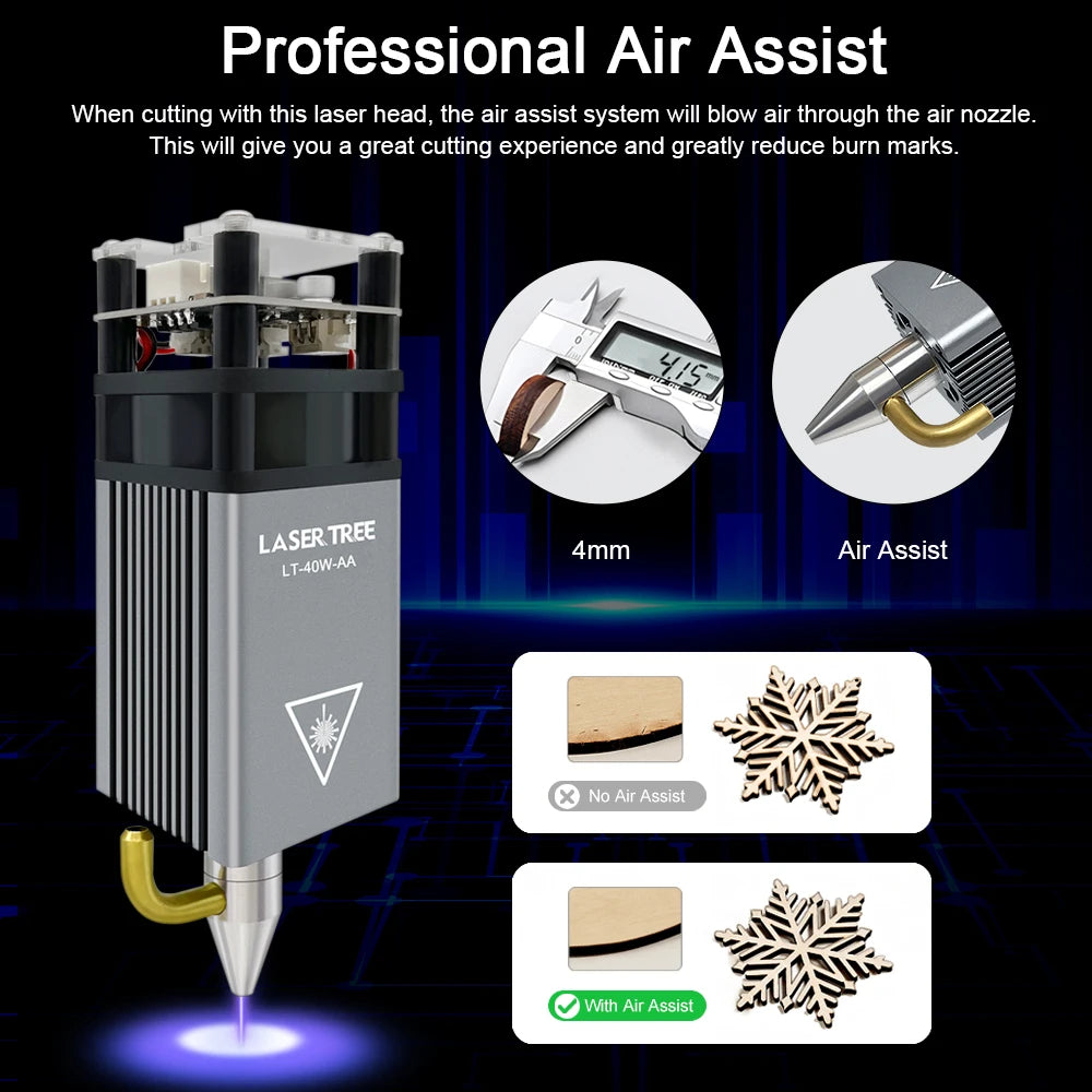 LASER TREE 10W 5W 4W Laser Module, 450nm TTL Blue Light Laser Head for Laser Engraving Wood DIY Creation Tool