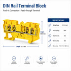 10PCS PT2.5‑QUATTRO 32A, 2‑in‑2‑out DIN Rail Push‑in Spring Double‑Deck Terminal Block, Quick Wiring Terminal Strip