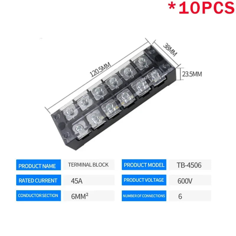 10PCS TB-1503/TB-1506 15A TB-2503/TB2506 600V 15A Dual Row Strip Screw Terminal Block wire Fixed Wiring Board connector