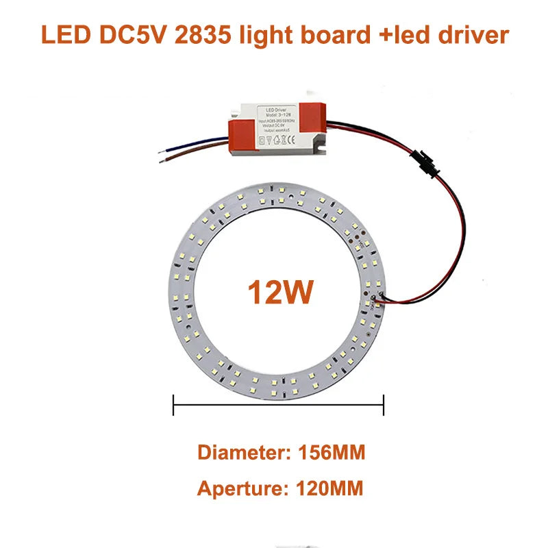 DC5V LED Light Beads Light Source SMD 2835/5730 LED Ring Board Aluminum Lamp Plate Accessorie 10W 12W with SM Female and Driver