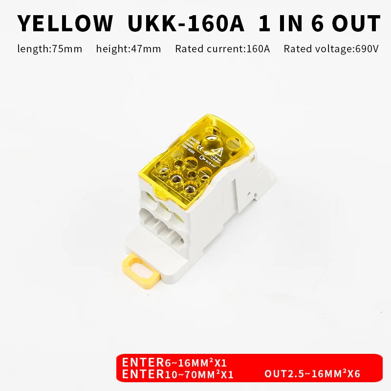 Distribution Box One In Several Out Power Wire Universal Electric Connector Junction Din Rail Terminal Block UKK 80A160A250A400A