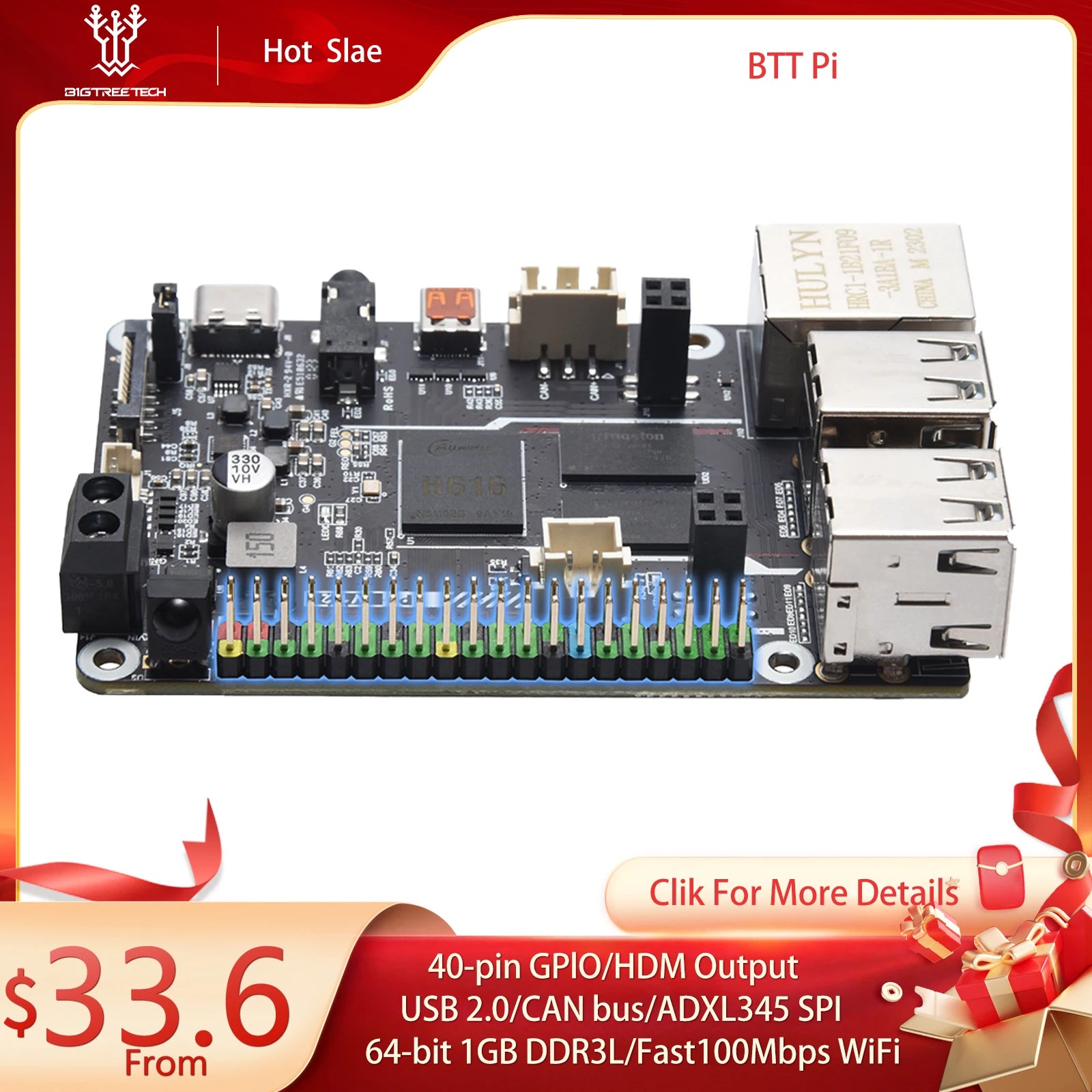 BIGTREETECH BTT PI V1.2 Quad Core Processor With 2.4G WiFi 40Pin GPIO VS Raspberry PI For Klipper I3 CoreXY 3D Printer DIy User