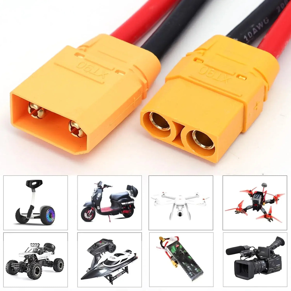 XT90 Male Female Conversion Plug Connection Cable With 10AWG Silicone Extension Lead Wire Battery RC Planes Car Accessories