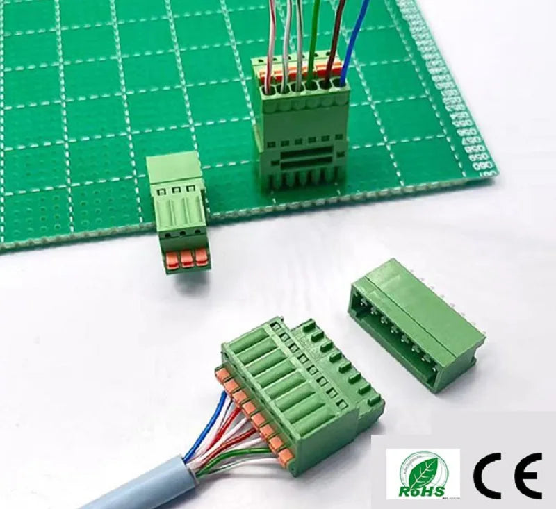 10pcs 2.54mm 2EDGKD 0.1" 15EDGKD-2.5mm 2-20P 0.1-0.5MM2 120V 4A Wire Spring Terminal Block Screwless Push Button Plug Connector