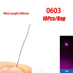 10Pcs/Set DIY Model Kits LED 0402 0603 0805 1206 SMD Lamp Wired Micro LED Chip 3V 30cm Pre-Soldered Miniature Scenes Toy Lights