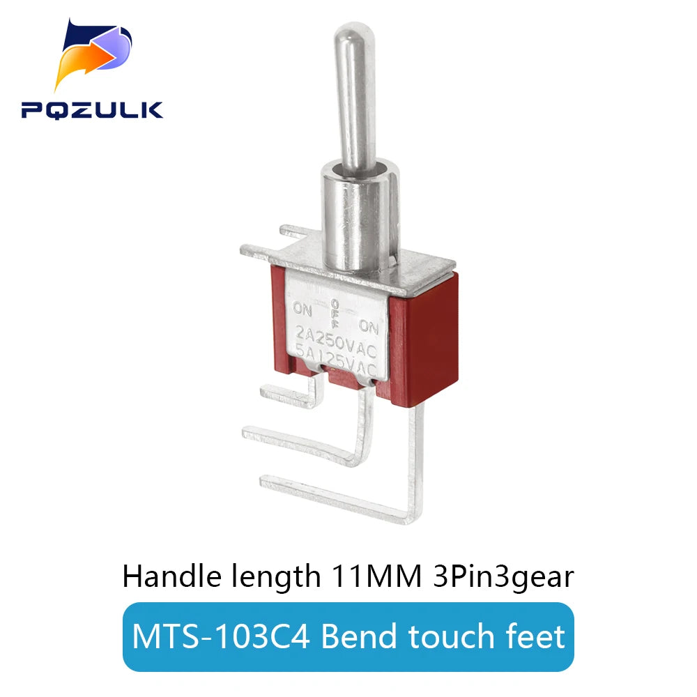 Vertical Right Angle 2/3/10A 125/250V AV 3/6Pins 2/3Position SPDT PCB Mount Toggle Switch ON-OFF-ON Rocker Switche ON-ON