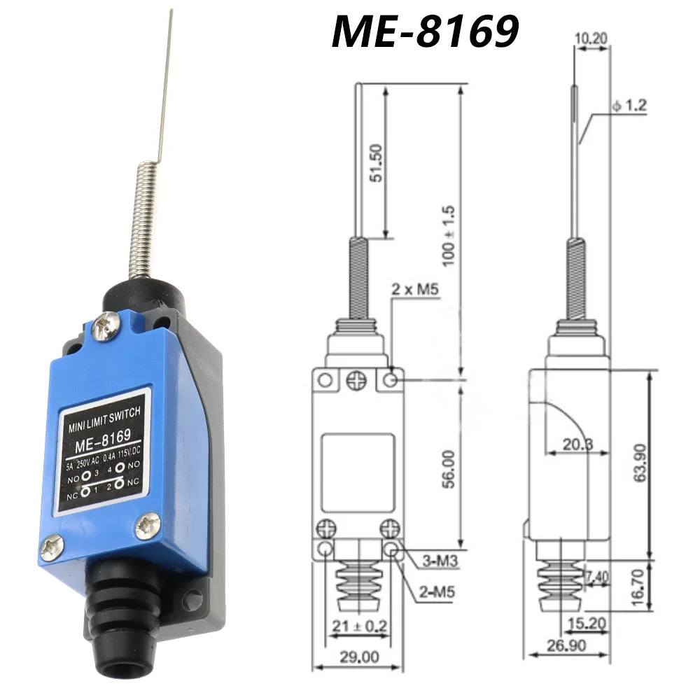 Waterproof CNC Momentary Limit Switch ME 8108 8111 8122 9101 5A/220V Rotary Roller Lever Sealed Industrial Machine Limit Switch