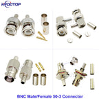 10Pcs/Lot BNC Male Female 50-3 BNC RF Coax Connector Crimp for RG58 RG142 RG223 RG400 LMR195 Cable High-Quality Low-Loss 50 Ohm