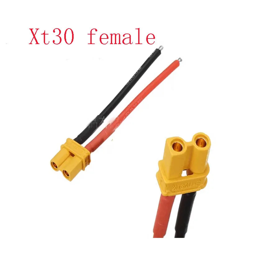 XT30 Pigtail Plug Male and Female Connector with 100mm/150mm 16AWG Tinned Wire Cable for RC Lipo Battery FPV Drone Charger