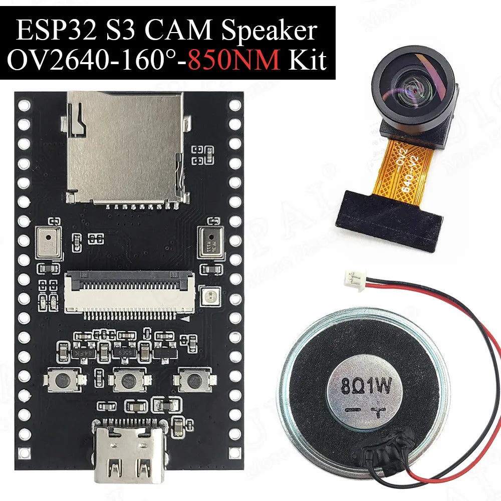 NEW ESP32 S3 CAM Speaker Development Board with OV2640 Wifi Camera Module Kit Dual MIC TF Slot N16R8 CH340X USB Type-C ESP32-S3