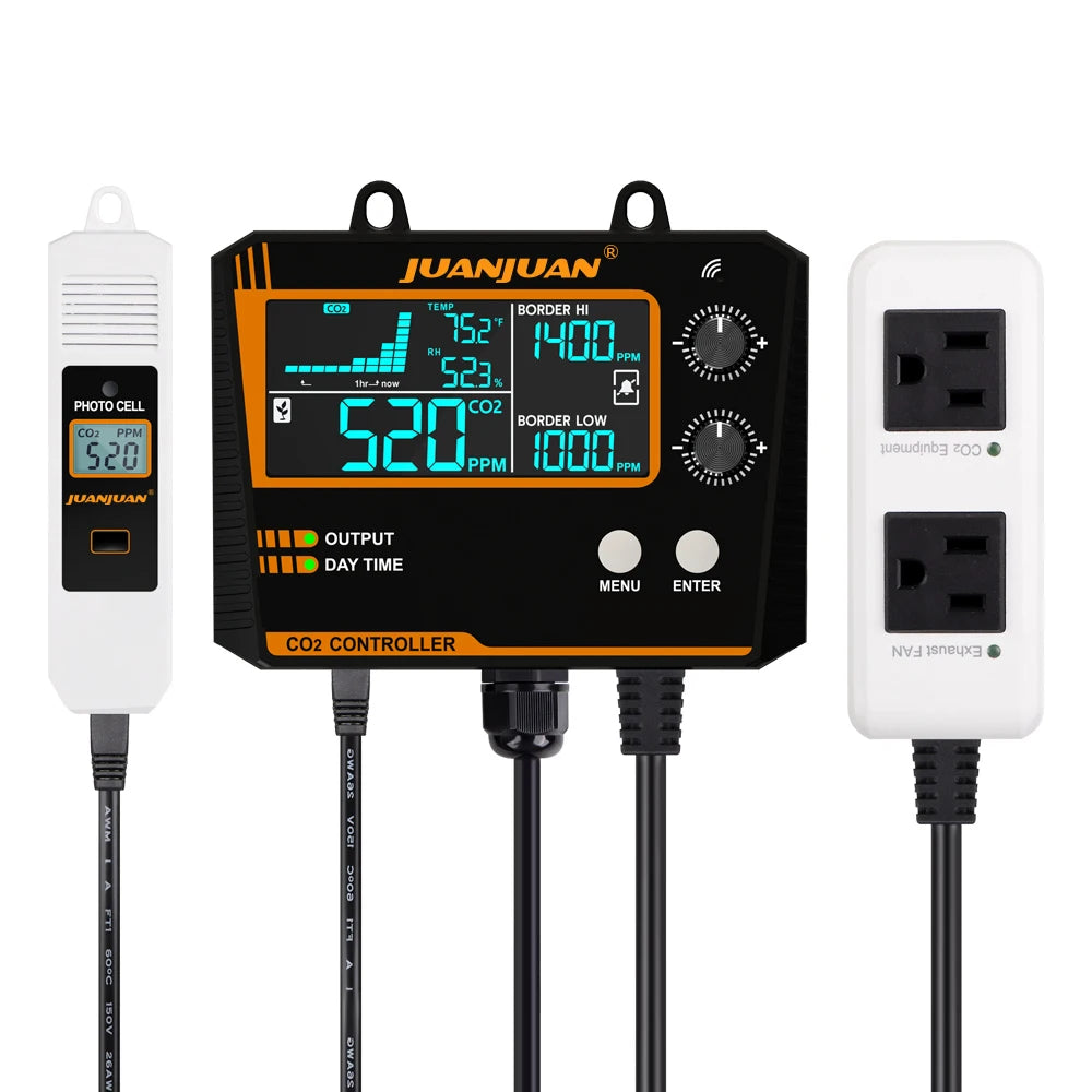 Smart CO2 Controller Dual/Single Channel NDIR CO2 Sensor Day Night Carbon Dioxide Detector For Greenhouse Hydroponics EU/US plug