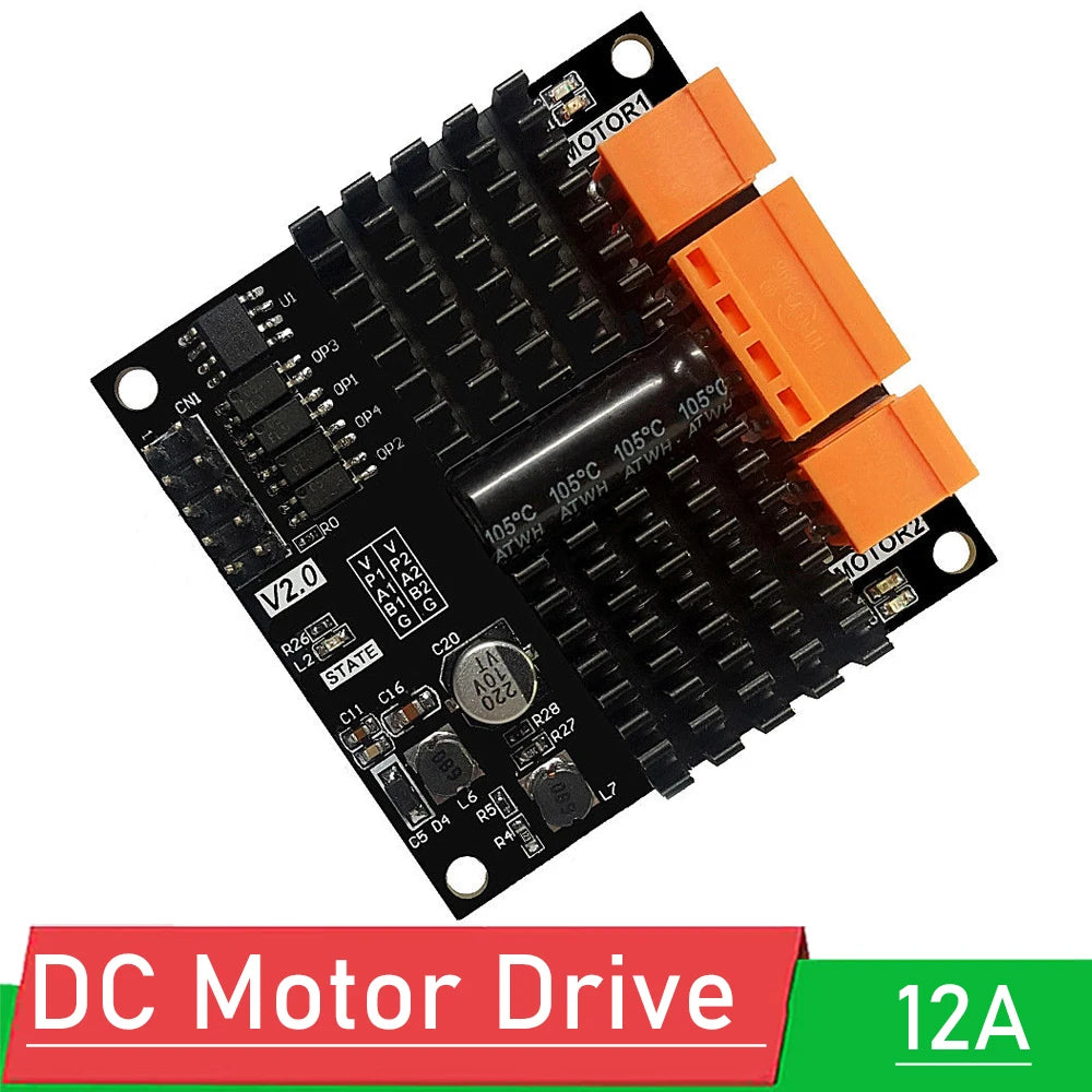 12V 24V 12A Dual Channel DC Brush Motor Drive Module H Bridge PWM Beyond L298N BTS7960