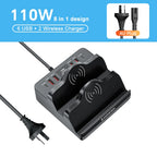 110W 6 Port USB Charger Station Dual Fast Wireless Charging Type C QC3.0 PD3.0 65W Quick Charge For iPhone Xiaomi Samsung Laptop