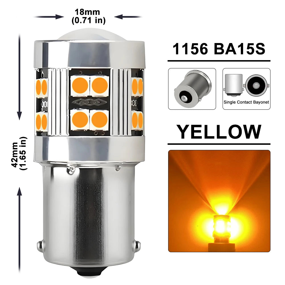 2/4 PCS CANBUS 1156 BA15S 1157 BAY15D LED Bulb For Car Turn Signal Reverse Brake Parking Lights 12V 24V 3030-24SMD 1000LM White