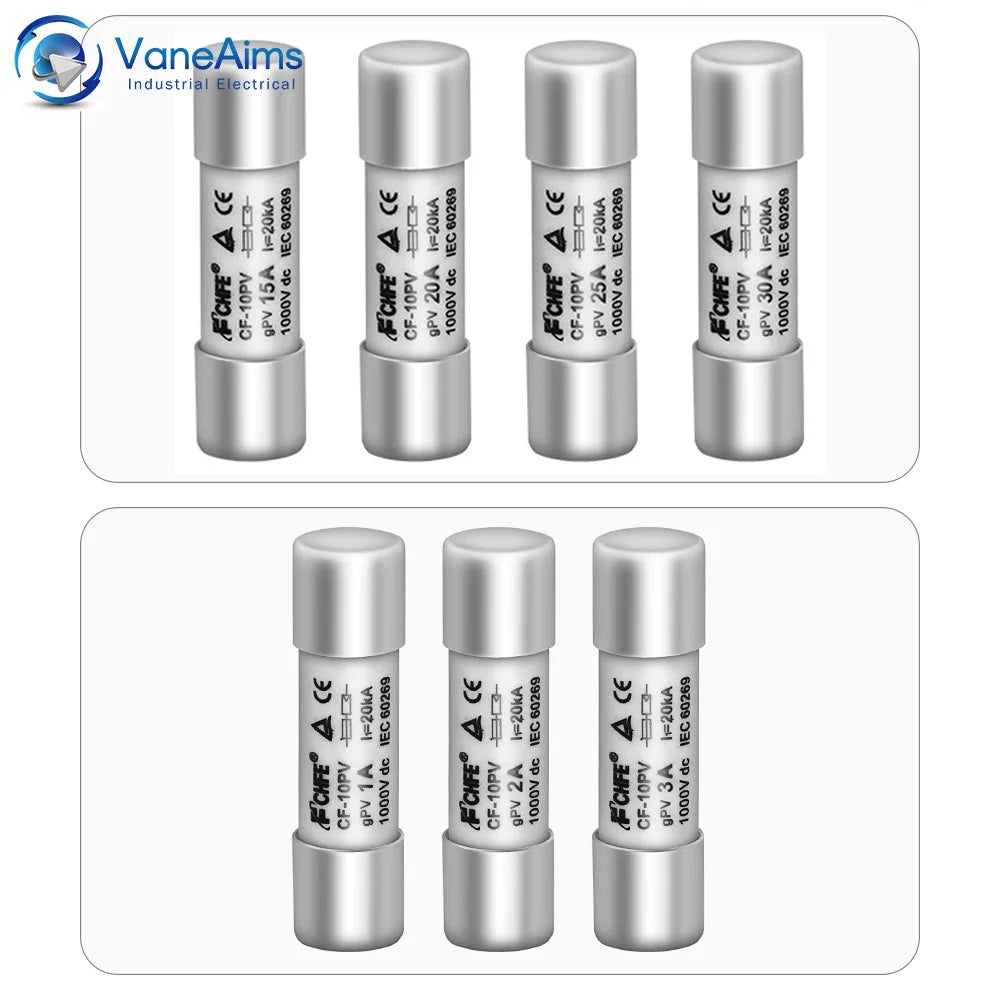 1/5/20/30pcs Solar DC1000V Ceramic PV Fuse 1A 2A 3A 10A 15A 20A 25A 30A High Voltage GPV Fuse for Solar System Protection