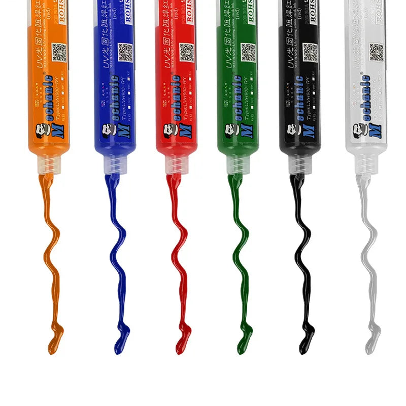 Green/Red 6 Color 10ml UV Curing Solder Mask Ink for PCB BGA Circuit Board Insulating Protect Soldering Paste Flux Oil Mechanic