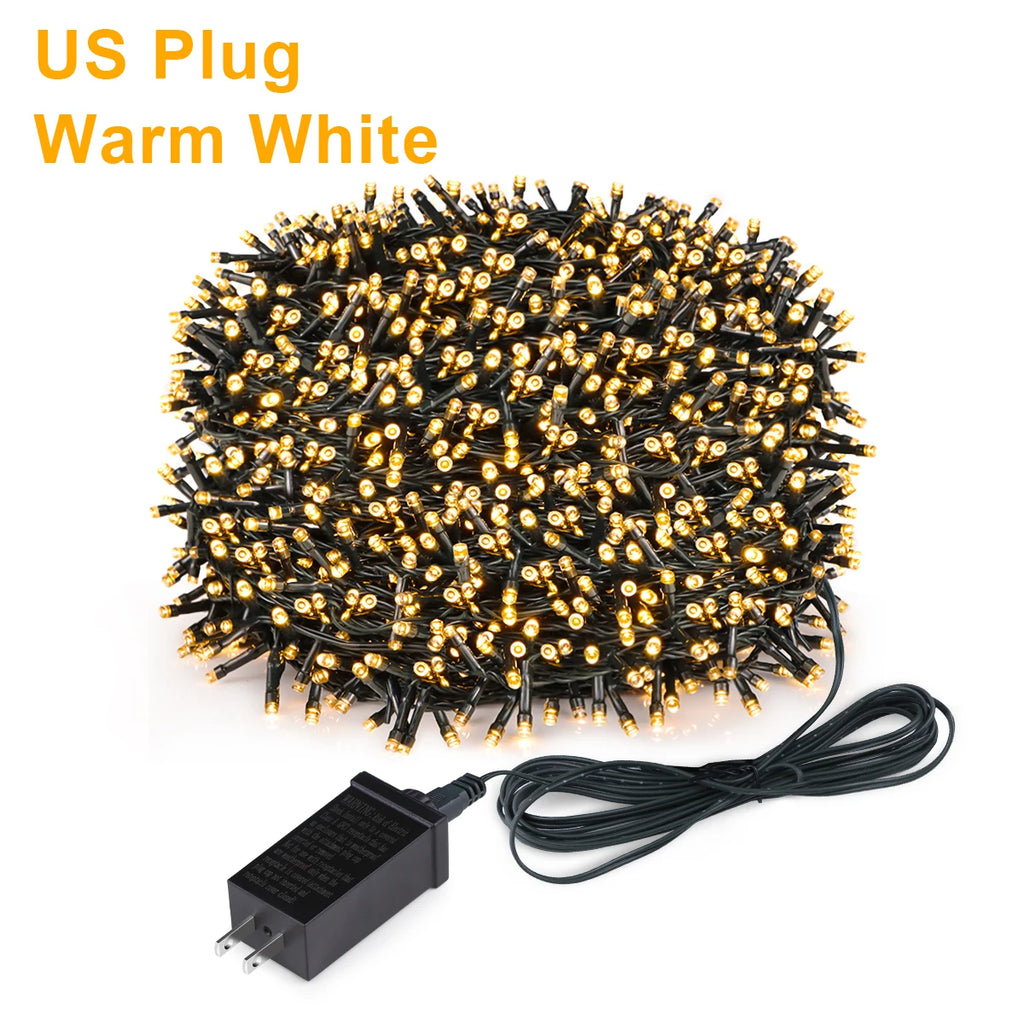Waterproof LED Christmas Fairy String Lights White Warm RGB Lighting For Curtain Wedding Party Indoor Outdoor Home Decoration