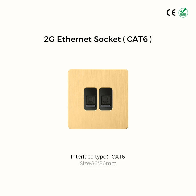 Avoir Gold Rocker Toggle Switch Brass Lever Switch Home Accessories Cat6 Type C EU Sockets And Switches 220V Push Button 86 Type