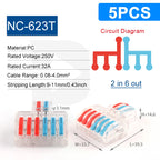 5PCS Wire Connector Multicolour Lever Push-in Electrical Cable Home Connectors LED Junction Box Universal Compact Terminal Block