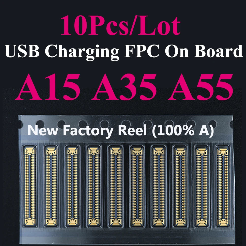 10pcs Charging FPC on MainBoard for Samsung A12 A22 A52 A55 A56 A13 A33 A34 A51 A71 A40 A80 A21S A05 A06 A07 FPC Connector Port