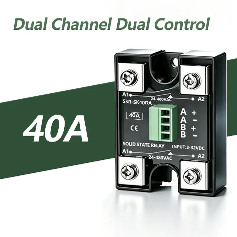 Solid State Relay SSR 10A 25A 40A DC To AC Single Phase Dual Channel Single Control Or Dual Channel Dual Contro