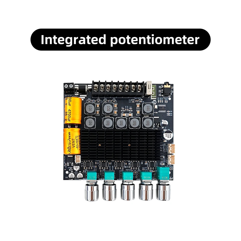 DC12‑24V ZK‑TB22 Audio Amplifier Module 75W+75W+145W+145W 2.2 Channel Bluetooth AUX USB PC Input Treble Bass Adjust