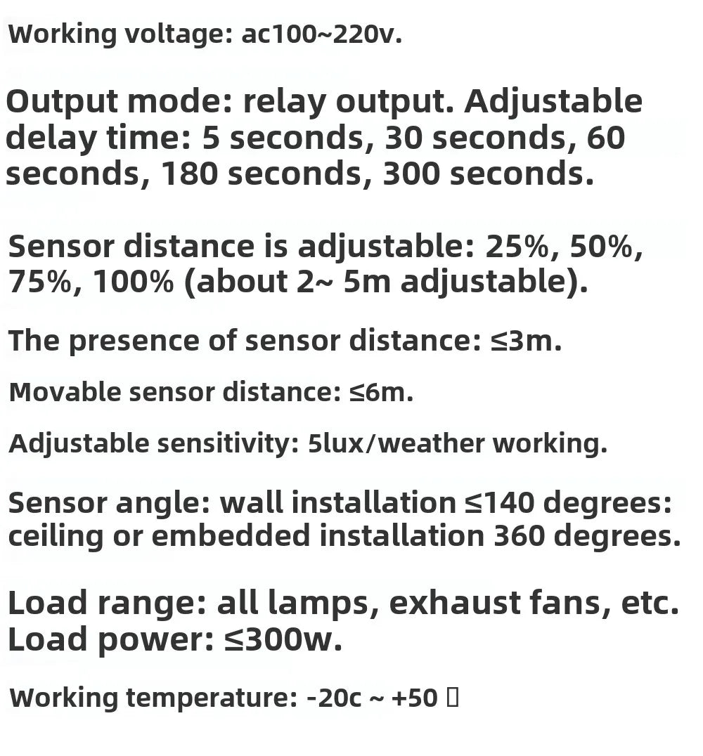 110V-220V Mini Embedded Human Presence Sensor 24G Microwave Millimeter Wave Radar Induction Switch