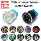 16/19/22mm Custom Metal Push Button Switch Start Stop LED Light For Car Fog Switch Motorcycle Waterproof Black/Silver 12V 24V