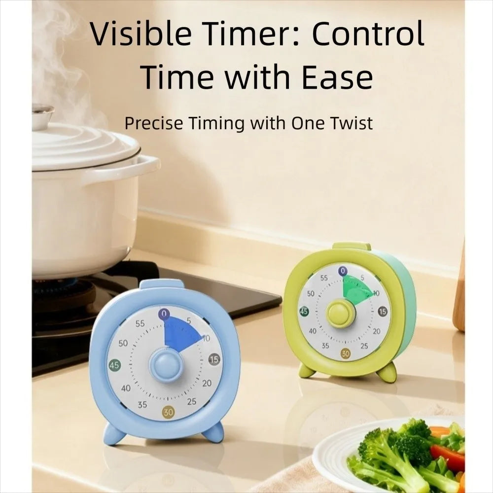 60 Minutes Visual Timer Ultra Silent Visualization Countdown Alarm Clock Self-discipline Round/Square Kitchen Timer