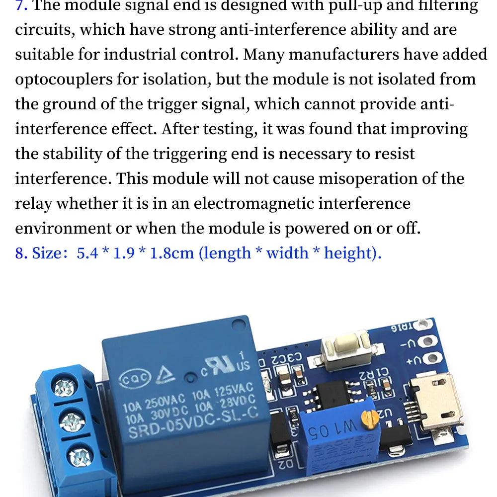 Javino 1/5/10Pcs Smart Electronics 5V-30V Micro USB Power Adjustable Delay Relay Timer Control Module Trigger Delay Switch