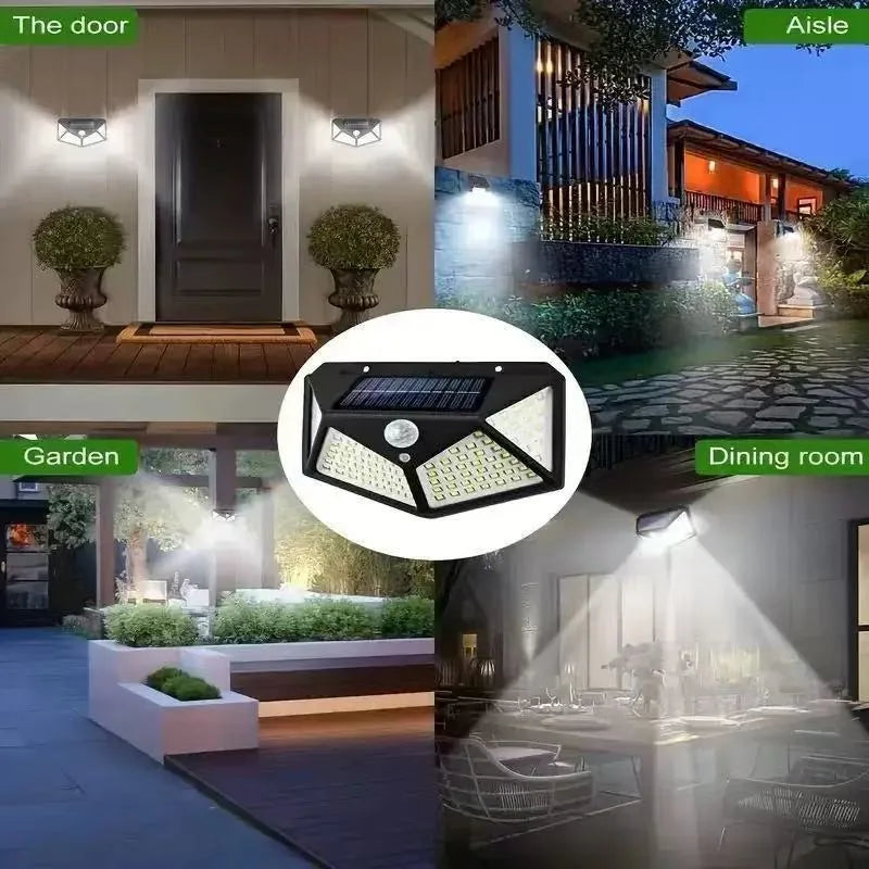 100 LED Wall Lights Outdoor Solar Lamp PIR Motion Sensor Solar Powered Sunlight Street Light for Garden Decoration