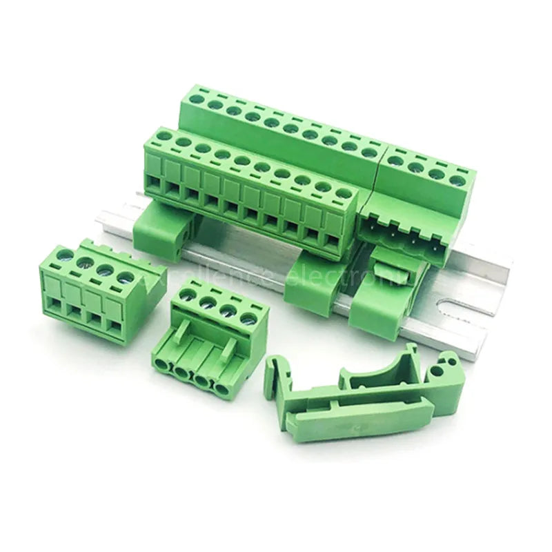 1Set 2EDG-UKR-5.08mm Plug-in Wiring Terminal 35mm Guide Rail Mounting Screw Terminal Block Pitch 5.08mm 2P-12P